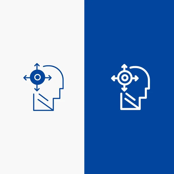 Geest, transformeren, jezelf, hoofdlijn en glyph Solid icoon blauw b — Stockvector