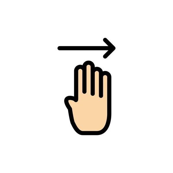 Finger, Four, Gesture, Right Flat Color Icon. Icona vettoriale banne — Vettoriale Stock