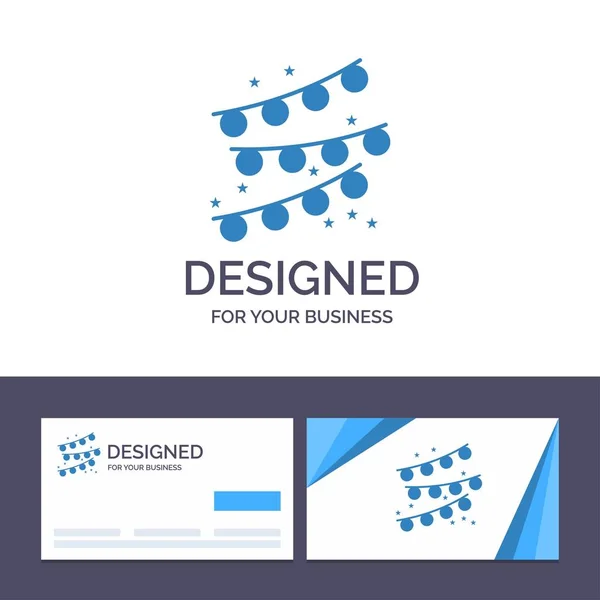 Carte de visite créative et modèle de logo Buntings, Party Decorat — Image vectorielle