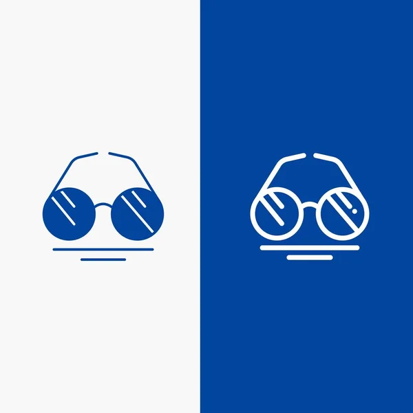 Gafas, Ojo, Vista, Spring Line y Glyph Solid icon Banner azul — Archivo Imágenes Vectoriales