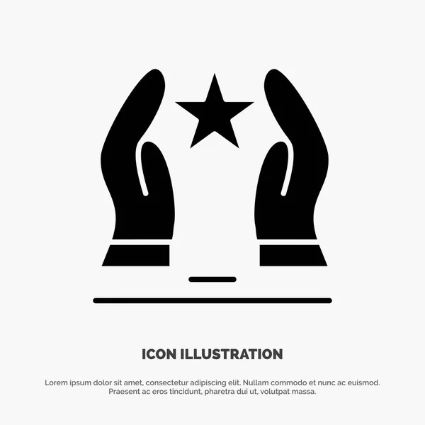 Construido, Cuidado, Motivar, Motivación, Star solid Glyph Icon vector — Vector de stock