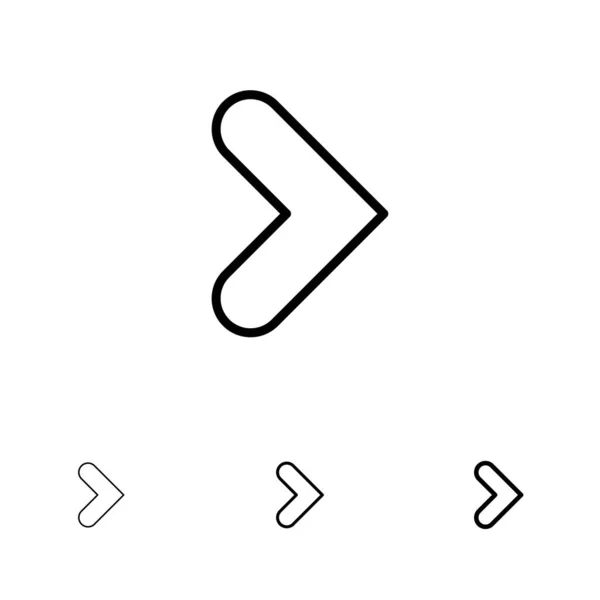 Arrow, Right, Forward, Direction Bold and thin black line icon s. — стоковий вектор