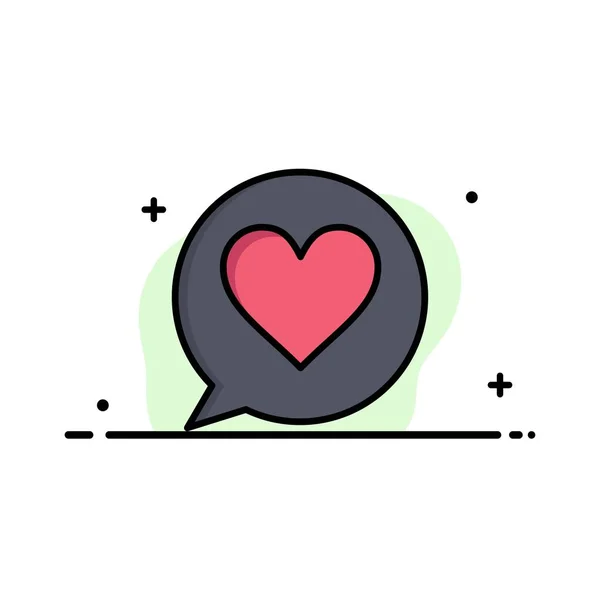 Chat, Love, Heart Business Flat Line Filled Icon Vector Banner — стоковий вектор