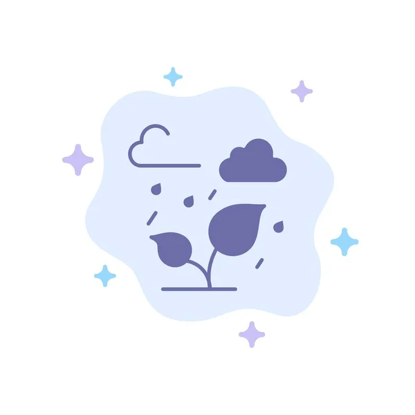 Verde, Árboles, Nube, Hoja Icono azul sobre fondo abstracto de la nube — Vector de stock