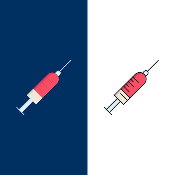Strzykawka, wstrzyknięcie, szczepionka, igła płaski kolor ikona wektor — Wektor stockowy