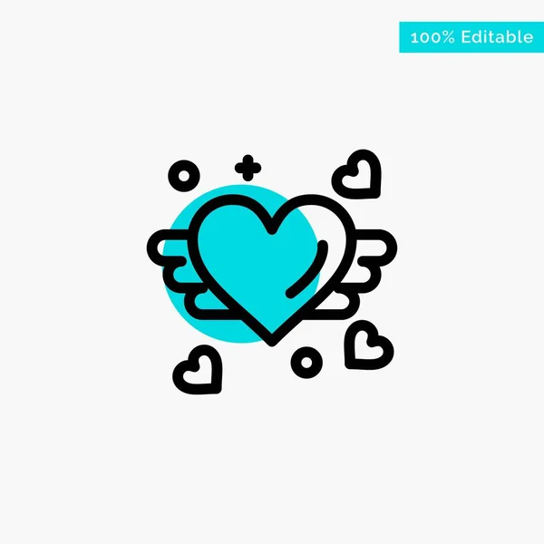 Loving, Love, Heart, Wedding turquoise highlight circle point Ve — Stock Vector