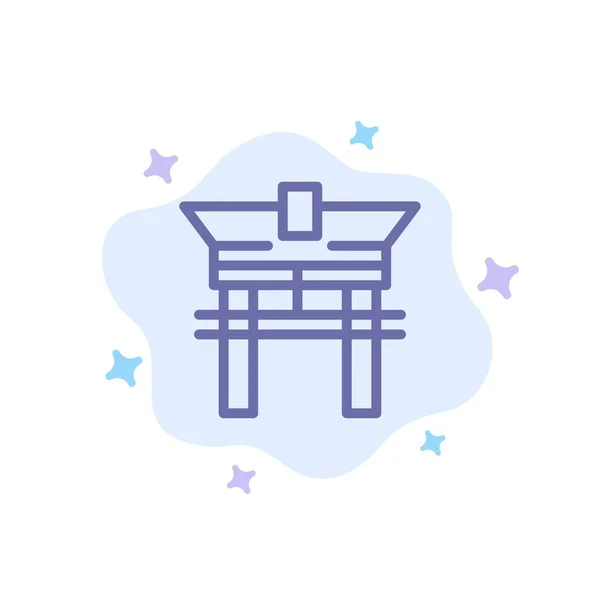 Porte, Pont, Chine, Icône bleue chinoise sur Abstrait Cloud Backgro — Image vectorielle