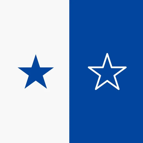 Zakładka, gwiazda, Media line i Symbol solid ikona niebieska linia banera — Wektor stockowy