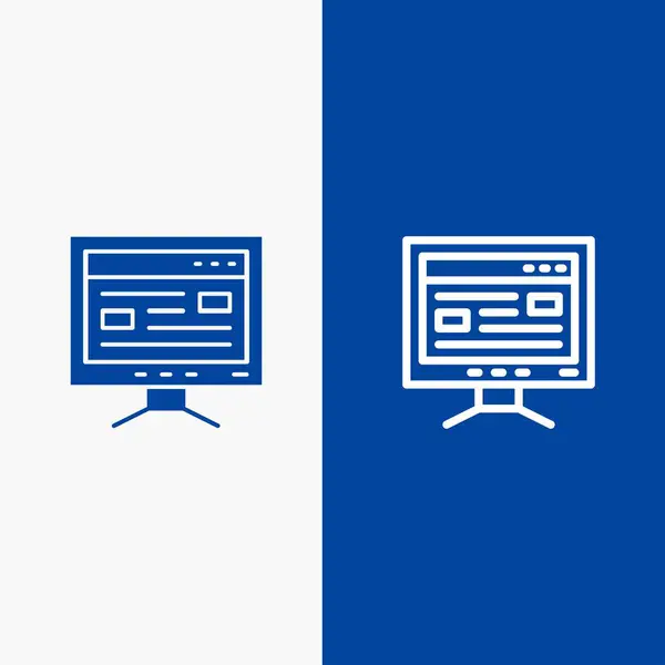 Počítač, online, studium, řádek vzdělávání a piktogram ikona Blu — Stockový vektor
