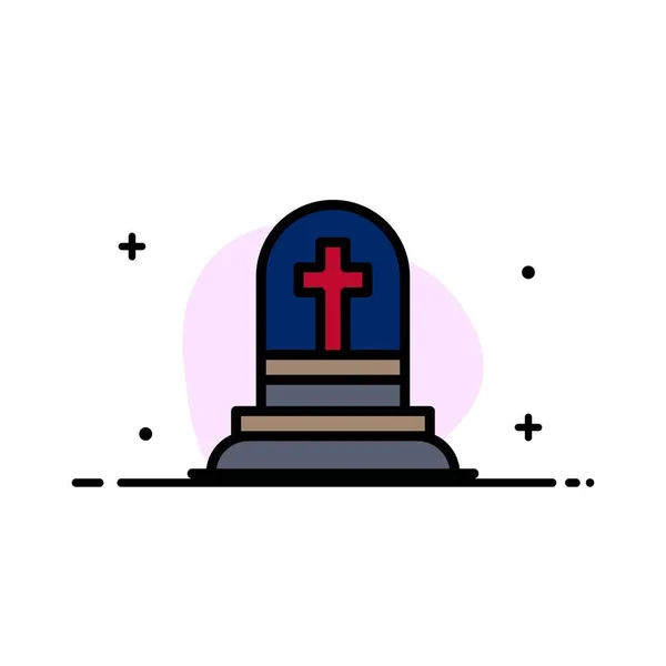 Död, grav, gravsten, RIP Business Flat line fylld ikon ve — Stock vektor