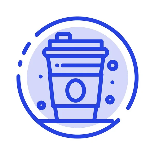 Glass, Drink, Canada Blue Dotted Line Icon — стоковый вектор