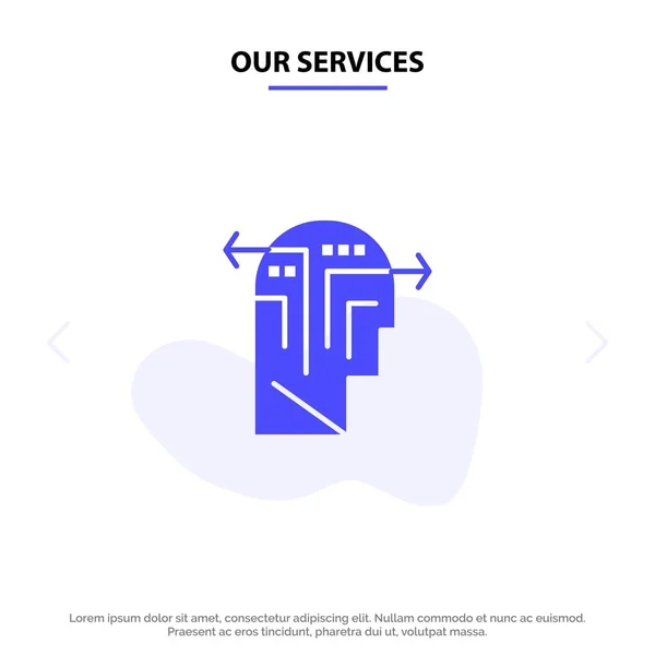 Nossos serviços Estratégia, Pensar, Mente, Cabeça Solid Glyph Icon Web —  Vetores de Stock