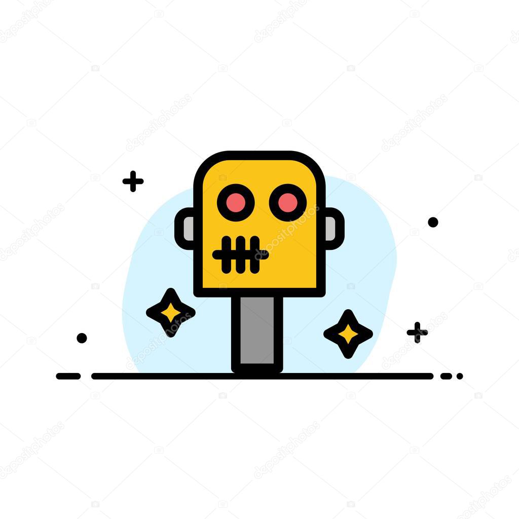 Space, Suit, Robot  Business Flat Line Filled Icon Vector Banner