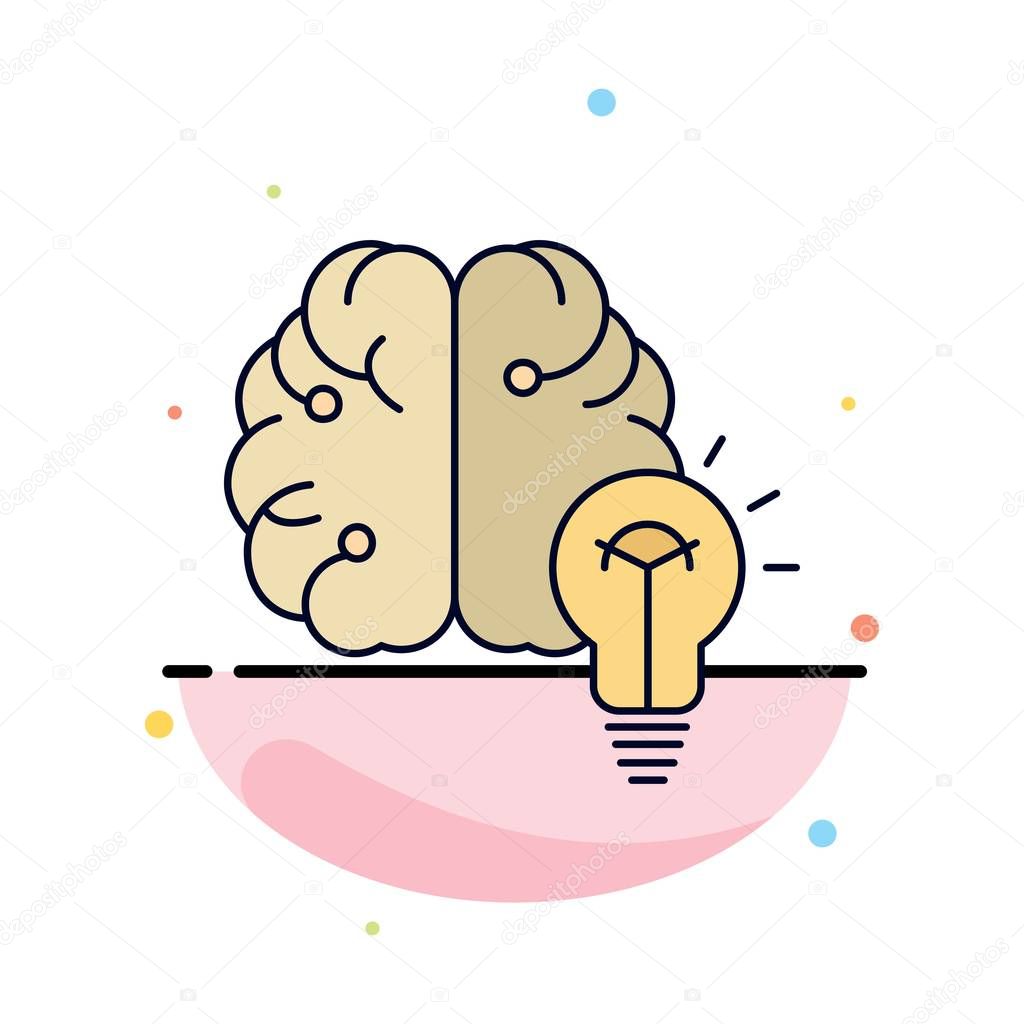 idea, business, brain, mind, bulb Flat Color Icon Vector