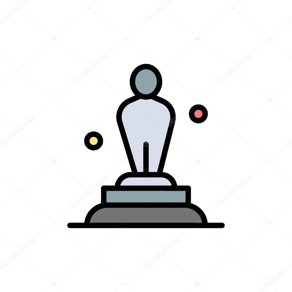 Academy, Award, Oscar, Statue, Trophy  Flat Color Icon. Vector i
