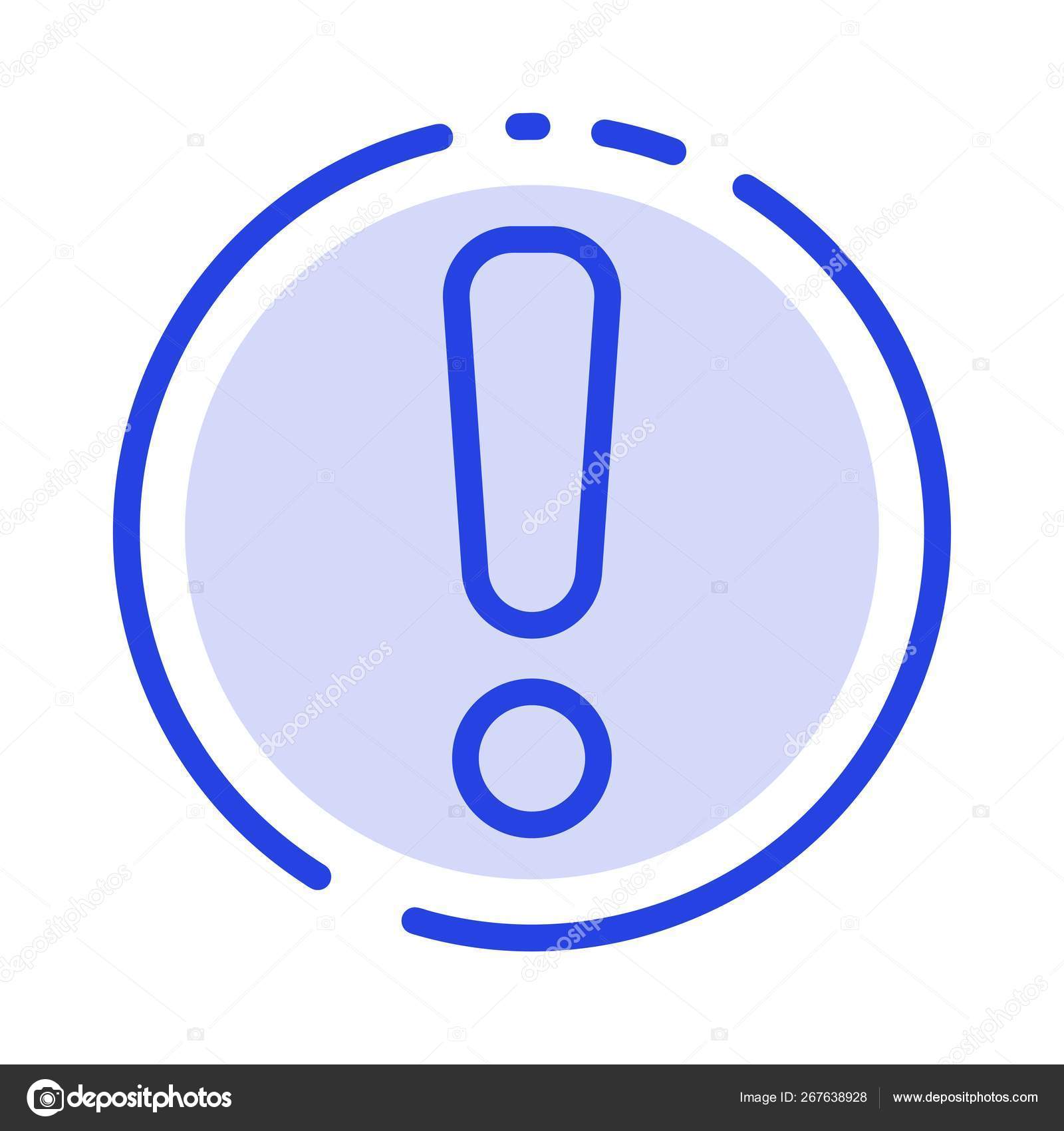 Alert, Danger, Warning, Sign Blue Dotted Line Line Icon Stock Vector