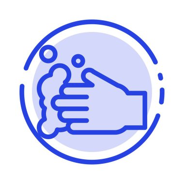 Temizlik, El, Sabun, Yıkama Mavi Noktalı Çizgi Simgesi