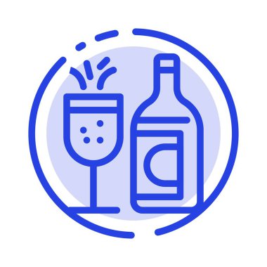 Cam, Şişe, Paskalya, İçecek Mavi Noktalı Çizgi Hattı Simgesi