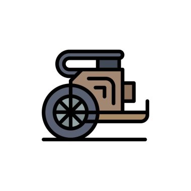 Savaş Arabası, Atlar, Eski, Prens, Yunanistan Düz Renk Simgesi. Vektör ic