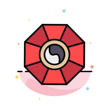 Ayna, Fengshui, Çin, Çince Soyut Düz Renk Simge Templa