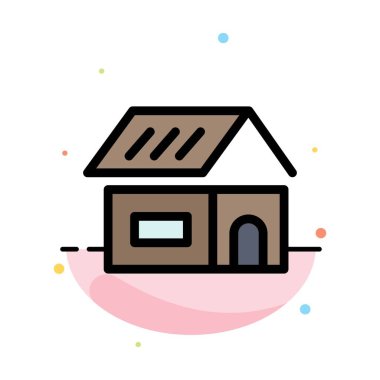 Bina, Yapı, İnşaat, Ev Soyut Düz Renk Simgesi Tem