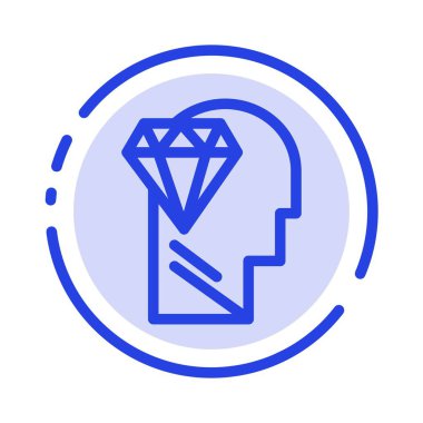 Zihin, Mükemmellik, Elmas, Baş Mavi Noktalı Çizgi Simgesi