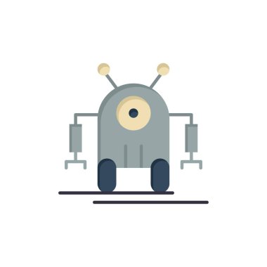 İnsan, Robotik, Robot, Teknoloji Düz Renk Simgesi. Vektör simgesi 