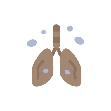 Kirlilik, kanser, kalp, akciğer, organ düz renk simgesi. Vektör i