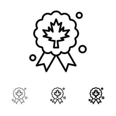 Yaprak, Ödül, Rozet, Kalite Kalın ve ince siyah çizgi simge seti