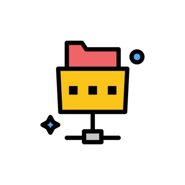 Ağ, dosya, klasör düz renk simgesi. Vektör simgesi afiş Templ