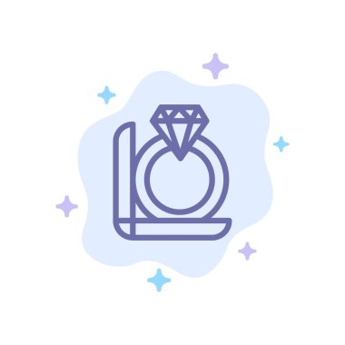 Soyut Bulut Arka Planda Yüzük, Elmas, Hediye, Kutu Mavisi Simgesi