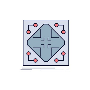 Veri, altyapı, ağ, matris, ızgara Düz Renk Simgesi Vect