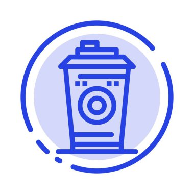 Kahve, Kupa, Starbucks, Siyah Kahve Mavi Noktalı Çizgi Hattı Simgesi
