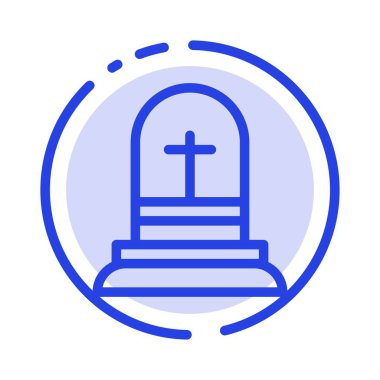 Kutlama, Hıristiyan, Cross, Paskalya Mavisi Noktalı Çizgi Hattı Simgesi