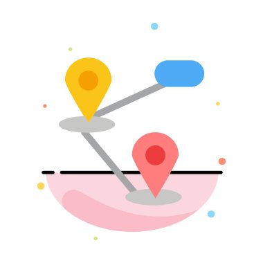 Gps, Konum, Harita Soyut Düz Renk Simgesi Şablonu