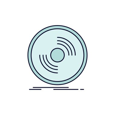 Disk, dj, fonograf, kayıt, vinil Düz Renk Simge Vektör