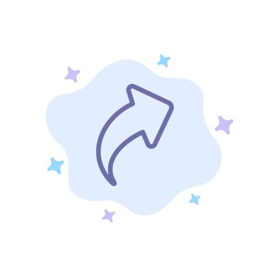 Soyut Bulut Arka Planında Ok, Yukarı, Sağ Mavi Simge