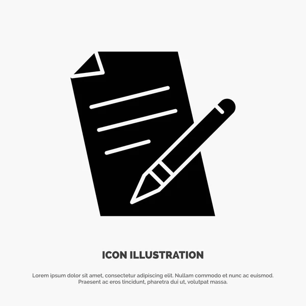 File, Education, Pen, Pencil solid Glyph Icon vector — Stock Vector