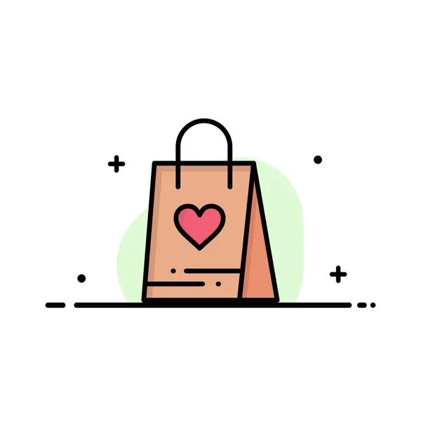 Shopping, Amour, Cadeau, Sac Modèle de logo d'affaires. Couleur plate — Image vectorielle