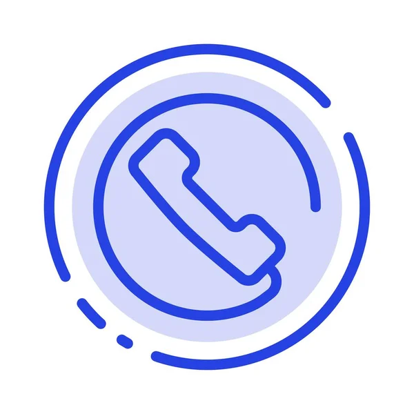 Beantwoorden, bellen, telefoon blauw pictogram met stippellijn lijn — Stockvector