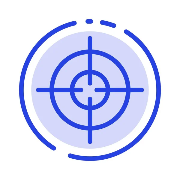 Objetivo, Apuntar, Interfaz Icono de línea de puntos azules — Vector de stock