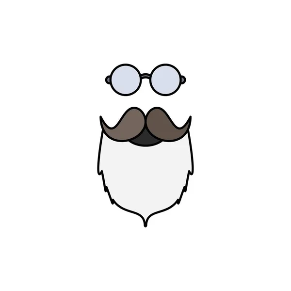 Wąsy, hipster, Movember, beared, mężczyźni płaski kolor ikona wektor — Wektor stockowy