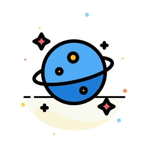 Planeta, Saturno, Espaço abstrato modelo de ícone de cor plana — Vetor de Stock