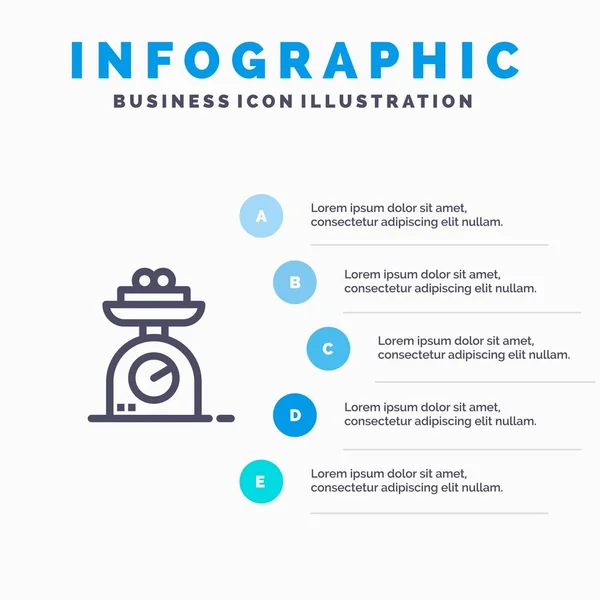 Machine, Scale, Weighing, Weight Blue Infographics Template 5 St — Stock Vector