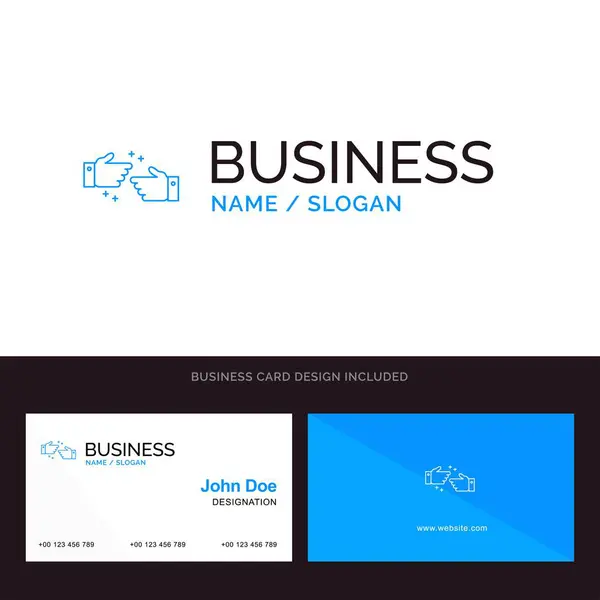 Stringere la mano, Fatto, Ok, Business Blue Business logo e Business Ca — Vettoriale Stock