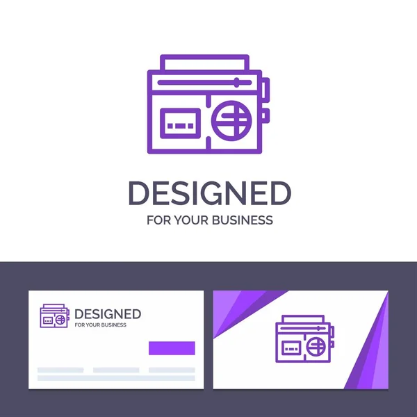 Šablona Creative Business Card a loga páska, rádio, hudba, med — Stockový vektor