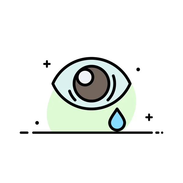 Eye, Droop, Eye, Sad Business Flat Line Filled Icon Bann — стоковый вектор