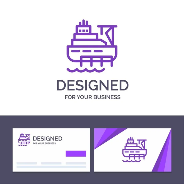 Creative Business Card and Logo template Ship, Boat, Cargo, Cons — Stock Vector