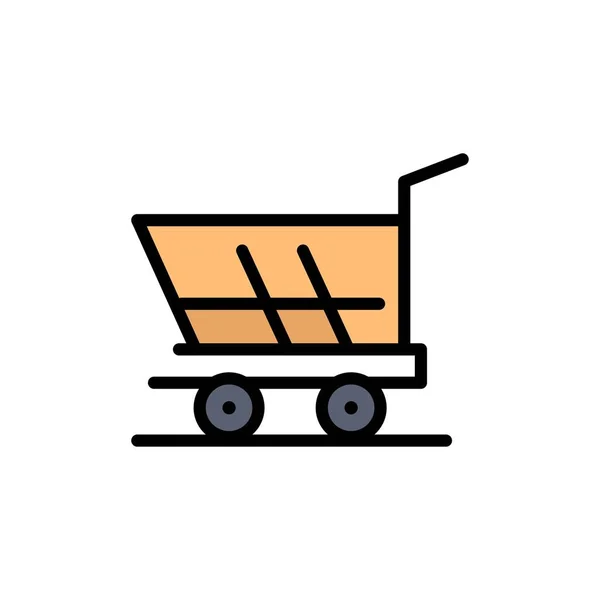 Kar, trolley, winkelen, kopen platte kleur pictogram. Vector Icon Banne — Stockvector