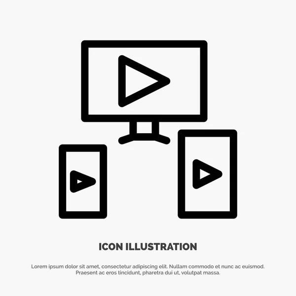 Ordinateur, Vidéo, Ligne de conception Icône vectorielle — Image vectorielle
